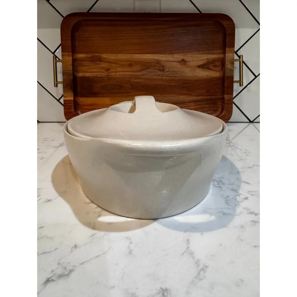 CorningWare Creations stoneware casserole dish cream sandstone w/matching lid